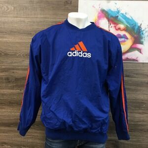 VINTAGE Adidas Track Windbreaker Jacket Logo Stripes Pullover Mens XL‎